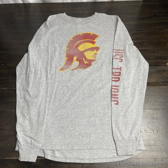 USC Trojans Youth Boys Large Heathered Gray Long Sleeve NCAA Tee - Picture 1 of 5